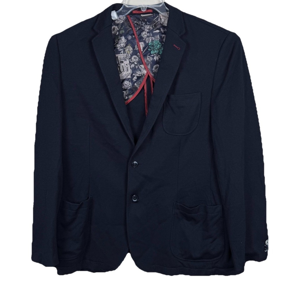 Harry Brown Overcoat Men XXL Navy Blue Polyester Blend Black Label Casual Blazer